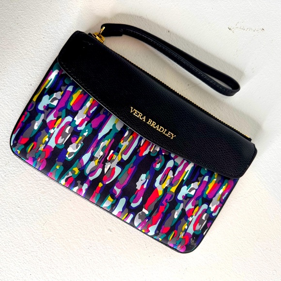 Vera Bradley Handbags - Vera Bradley Envelope Wristlet in Watercolor Brushstrokes with Black Trim